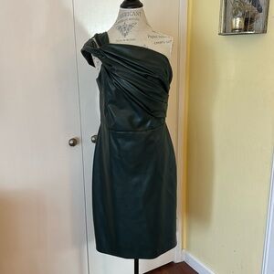 Shoshanna Arden Faux Leather One-Shoulder Dress